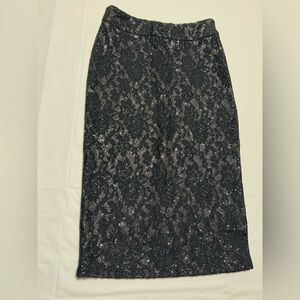 Black Lace with Sparkly Pencil Skirt